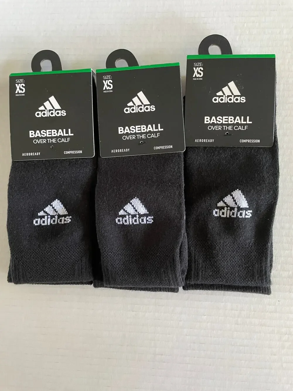 ADULT ADIDAS BASEBALL 3 PAIR BLACK WHITE SOCKS NEW